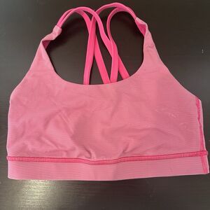 Lululemon Energy Bra Sz 4 in Wee Stripe Jewelled Magenta Strappy